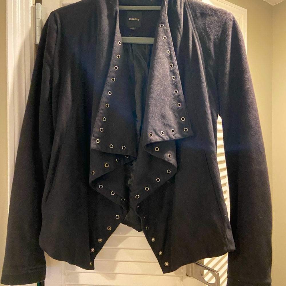 Express suede moto jacket with grommet detail